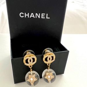 Chanel crystal globe earrings